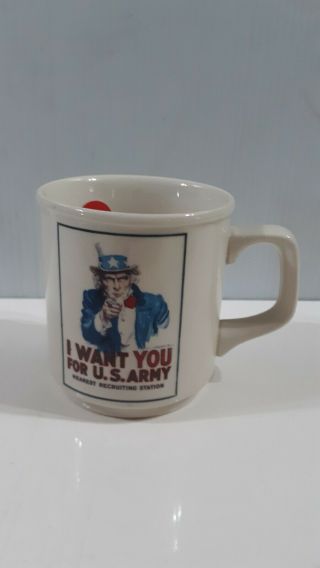 Vintage I Want You U.  S Army.  Hlc Homer Laughlin Coffee Mug.  Uncle Sam 1989