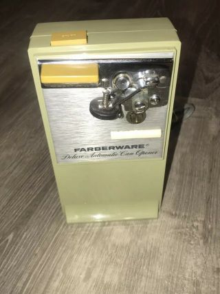 Vintage Farberware Automatic Can Opener Electric Olive Green 50s/60s Model 243