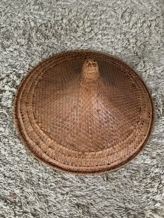 Vintage Hand Woven Bamboo Chinese Or Thai Hat
