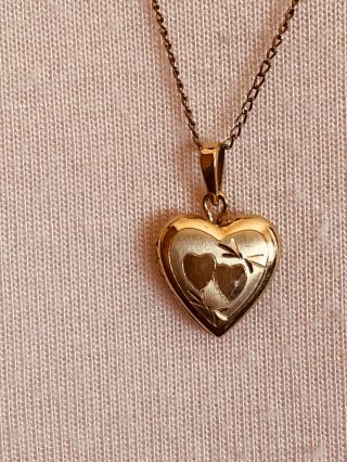 Dainty Vintage Gold Filled Heart Locket Pendant On 20 Inch Chain