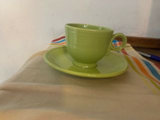 Vintage Fiesta Ware Chartreuse Coffee Cup And Saucer - 1950s Color -