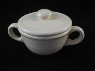 Vtg 1930s Catalina Island Art Pottery Sugar Bowl With Lid 2 Handles Ivory Jelly
