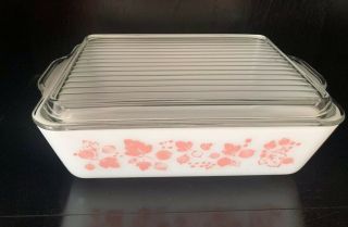 Vintage Pyrex Pink Gooseberry 1 1/2 Qt Refrigerator Casserole Dish W Lid 503