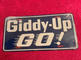 Vintage Rare Giddy - Up - Go Hot Rod License Plate Tag Sign Race Car Rat Nos