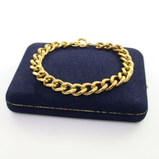 Antique Vintage Deco 14k Yellow Gold Filled Heavy Curb Link Chain Charm Bracelet