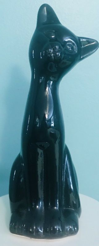 9” Vintage Art Deco Style Siamese Black Cat Porcelain Figurine