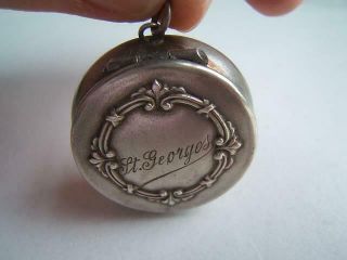 Vintage Sterling Silver Pill Box Pendant Engraved St.  Georges