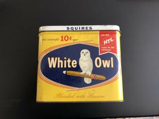 Vintage White Owl Squires 10c Cigar Tin - 1950 