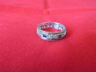 Lovely Vintage 9ct Yellow & White Gold Sapphire And White Stone Ring M 1/2 3.  85g