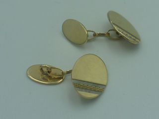 Vintage,  Two Tone Solid 9ct Gold Cufflinks - 16 Mm