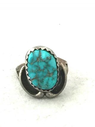 Vintage Sterling Silver Native American Navajo Turquoise Baby Ring Size 1