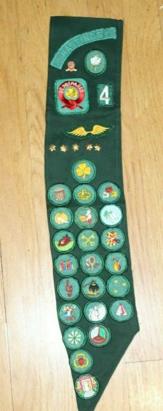 Vintage Girl Scout Sash With Patches And Pins Eagle Scout Hastings Mn 28 Patches