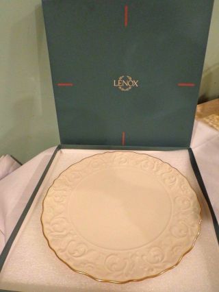 Lenox Vintage Marriage Plate/ Cake Plate Ivory - Gold Trim 11.  5 " Usa -