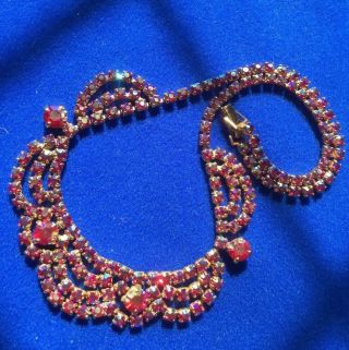 Vintage Gold Tone Sparkly Aurora Borealis Rhinestone Short Collar Necklace