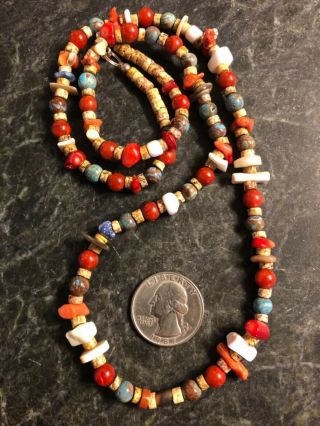 25” Vtg Southwestern Sterling Silver Multi Stone Coral Turquoise Necklace 925