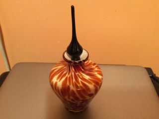 Vintage Murano Tortoise Glass Perfume Bottle With Glass Stopper