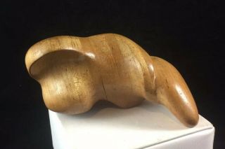 Henry Moore Style Reclining Woman Wood Sculpture Modern Art Abstract Mcm Vintage