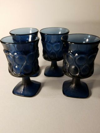Collectible Set Of 4 Vintage Noritake Spotlight Cobalt Blue Wine/ Juice Goblets