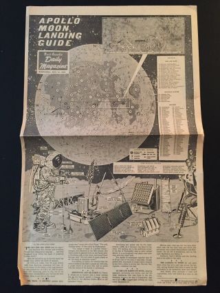Vintage 1969 Pittsburgh Post Gazette Apollo 11 Moon Landing Guide Neil Armstrong