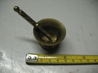 Mortar & Pestle Miniature Brass /w Wild Beasts Vintage