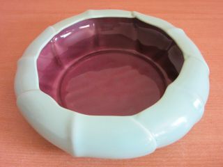 Vintage Catalina Pottery C341 10 " Turquoise / Purple Bowl / Planter