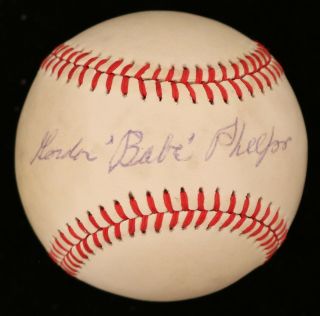 Gordon " Babe " Phelps (d.  1992) Cubs Dodgers Vintage Signed Onl Baseball - Jsa