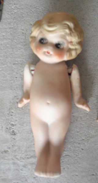 Vintage 1920s Japan Jointed Bisque Side Looking Girl Character Doll 6 1/4 " Tall