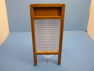 Vintage Salesman Sample/Child ' s CRYSTAL Glass Wood Washboard 11 