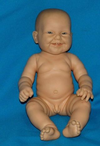 Vintage Berenguer Boy Doll Blue Eyes Smiling Teeth Anatomically Correct 16 " Real