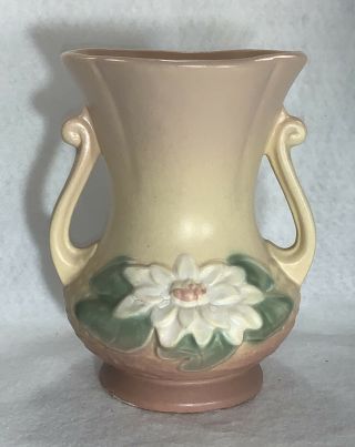 Vintage Hull Art Pottery Water Lily Vase L - 4 6 1/2 " Peach To Yellow Glaze