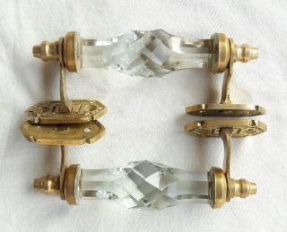 2 Pc Vintage Antique Style Crystal/cut Glass Door Handles,  Collectible