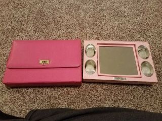 Vtg Mirror Go Lightly Petite Makeup Lighted Two Sided Magnify Bright Pink Case