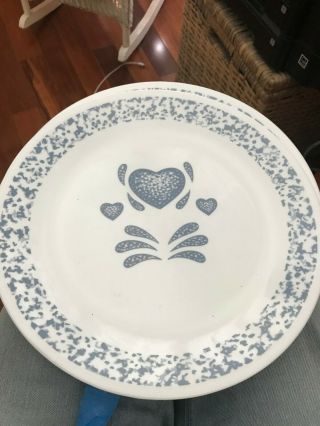 Blue Hearts Corning Corelle 7 Dinner Plates 10.  25 " Vintage Made In Usa
