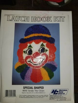 Vintage Latch Hook Kit,  R850,  Smile The Clown By National Yarn Crafts