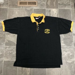 Men’s Vintage 80s 90s Colorado Cu Buffaloes Big Logo Polo Golf Shirt Sz L Black