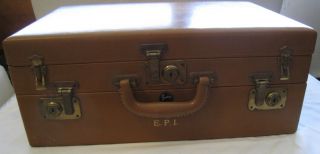 Vintage C.  1940’s - 50’s Deco “shortrip” Caramel Leather Ladies’ Travel Case
