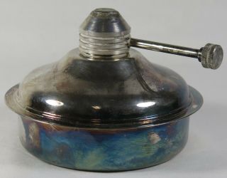 Vintage Silver Plated Chafing Dish Alcohol Tabletop Burner Warmer 4.  5 " Diameter