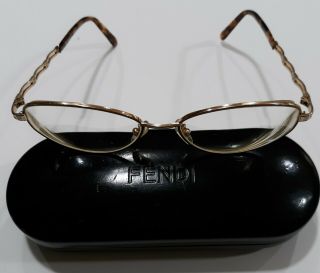 Fendi Vintage Eyeglasses Frames Mocha Tortoise Gold Filled Italy With Case