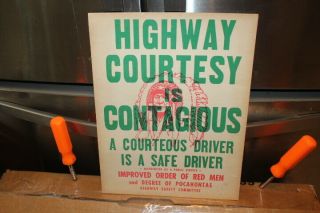 Highway Courtesy Order Of Red Men Indian 1950 
