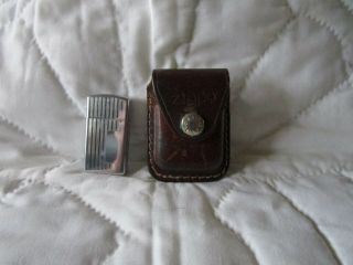 Vintage Zippo Clip On Leather Lighter Case With 2 Lighter 