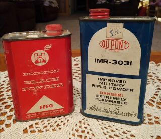 2 Vintage Empty Gun Powder Tin Cans