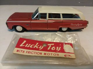 Vintage Ichimura Japan Ford Country Squire Wagon Tin Friction Car W/siren