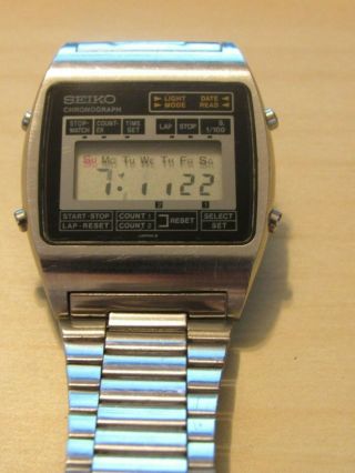Vintage Seiko M929 - 4000 Chronograph Quartz Lcd Wrist Watch - Ss - James Bond 007