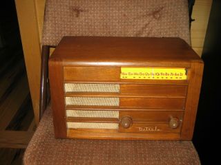 1946 Antique Vintage Detrola Model 571 Tube Radio Wood Case Retro Ww2 Am Radio