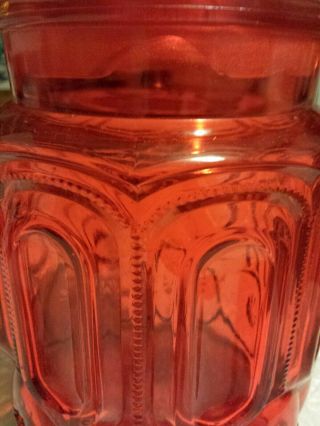 Set of 4 Vintage L.  E.  Smith AMBERINA RED Moon and Stars Apothecary Canister Jars 3