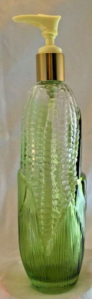 Vintage Avon Golden Harvest Corn Cob Lotion Soap Glass Pump Dispenser Bottle 2