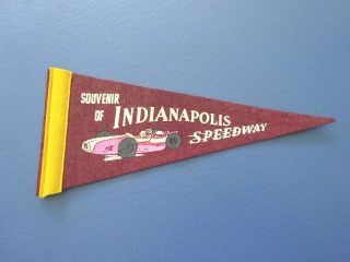 Vintage Felt Pennant,  Souvenir Of Indianapolis Speedway,  Race Car