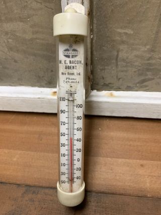 Vintage Standard Oil Advertising Glass Thermometer Haven Indiana Gas