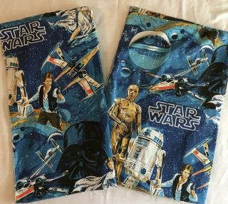 Vintage Bibb Star Wars Twin Size Flat And Fitted Sheet Bedding Set 1977