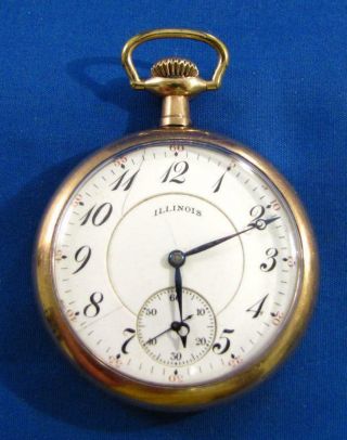 1918 Illinois Model 6 Stewart 17 Jewel Grade 604 Size 16s Gold Fill Pocket Watch
